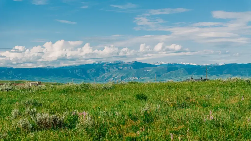 Scenic view of the Bighorn Mountains overlooking Story House Village in Sheridan, Wyoming.