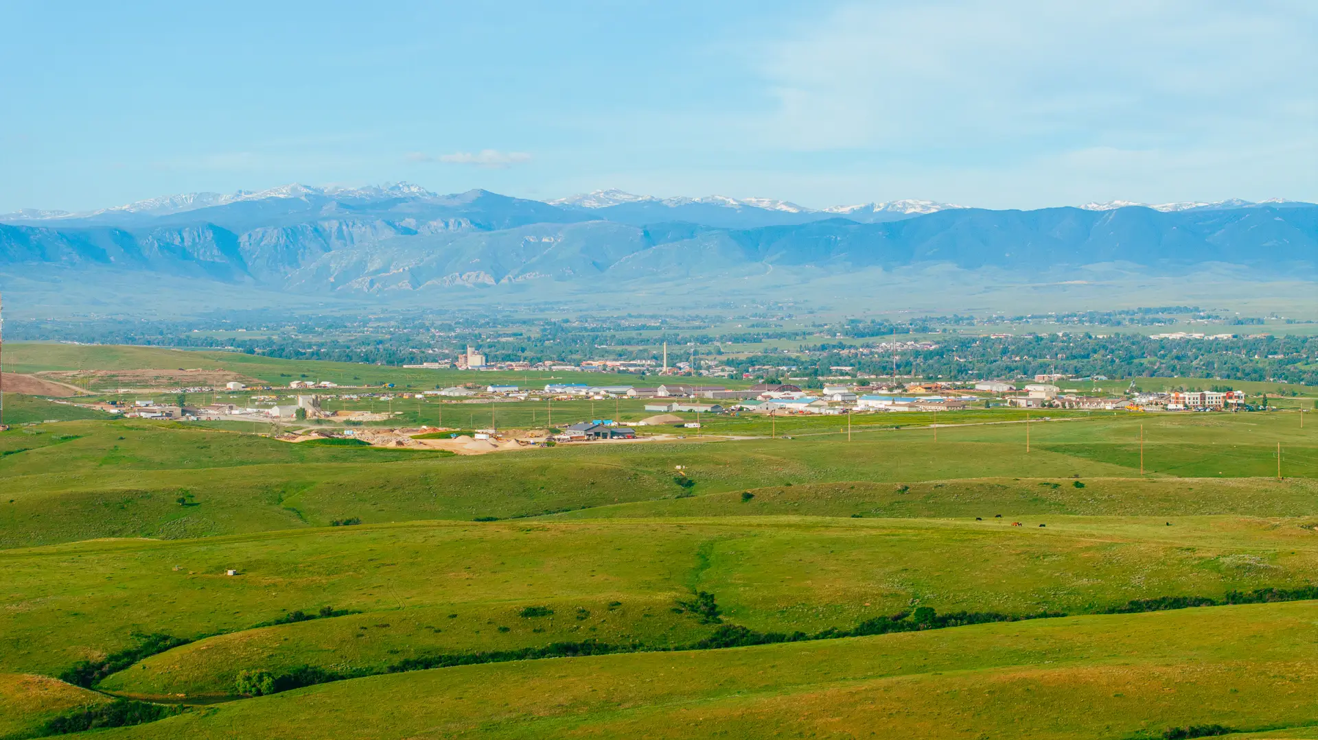 Panoramic view overlooking Story House Village and the Sheridan, Wyoming landscape.