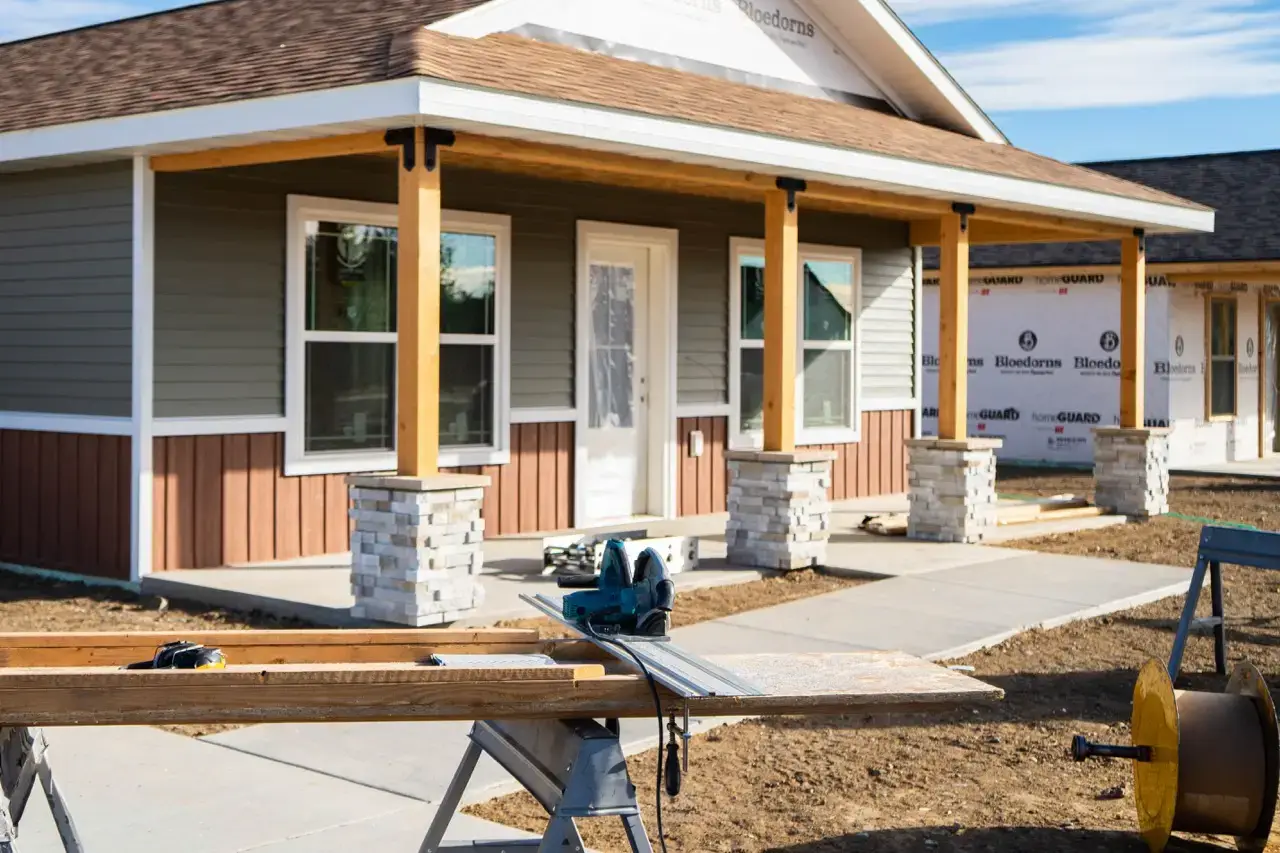 Front porch of a Harvell Home under construction