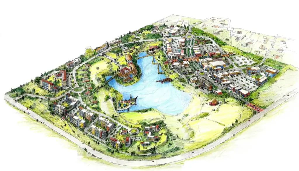 Master plan rendering of the Story House Village community.